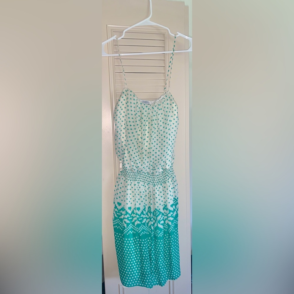 Charming Charlie S White and Blue/Green Sundress